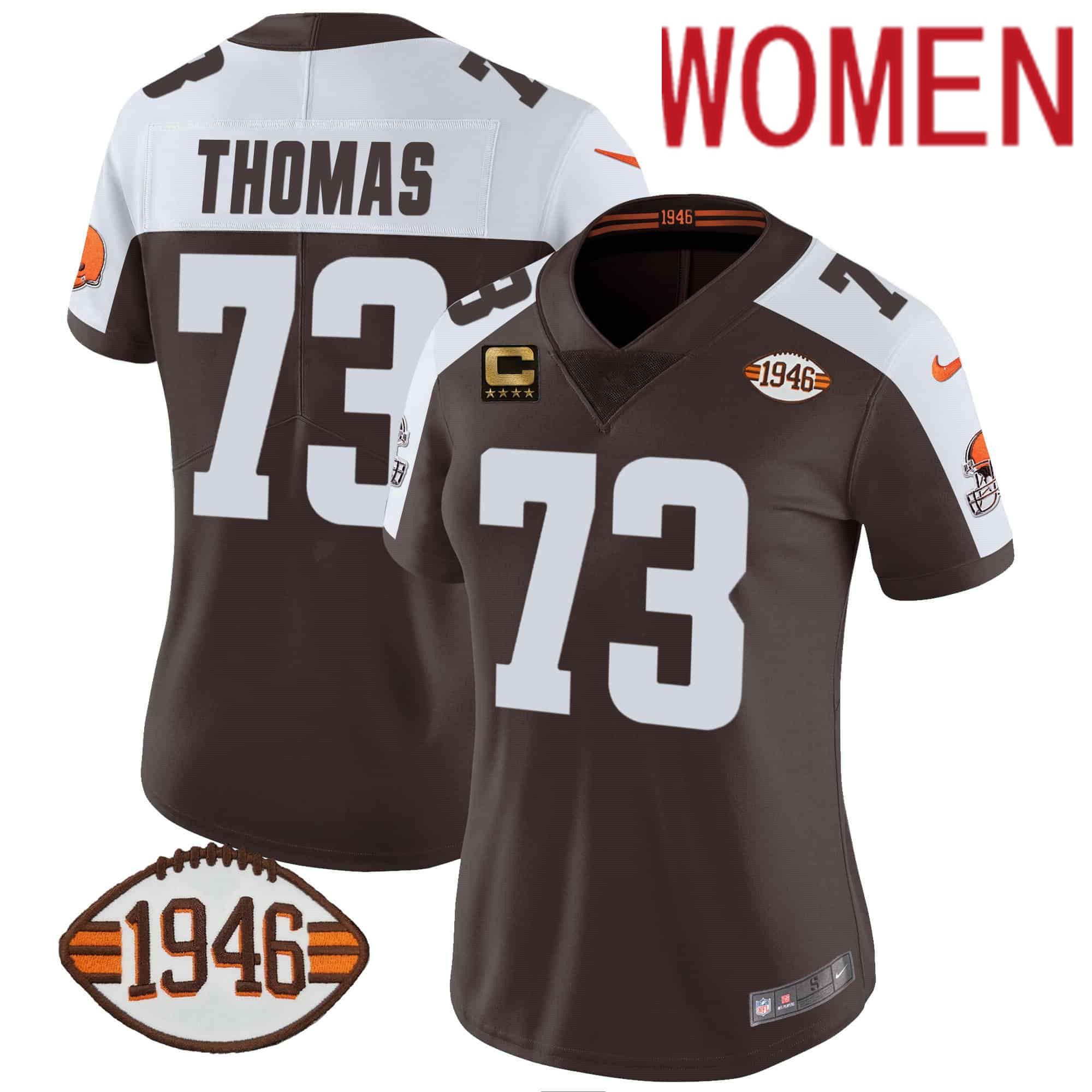 Women Cleveland Browns #73 Thomas Brown 1946 75th Anniversary Patch 2024 Nike NFL Jersey